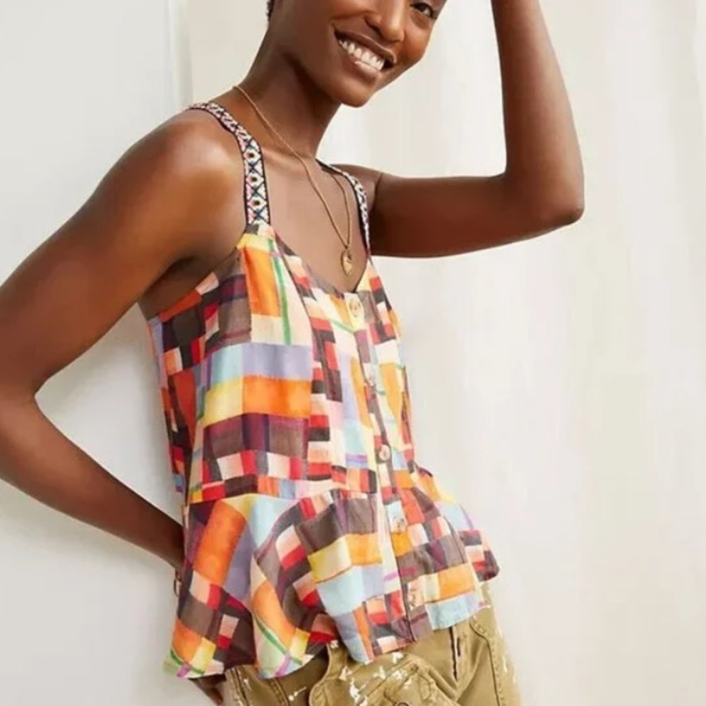 Anthropologie Pilcro Abstract Peplum Tan size M